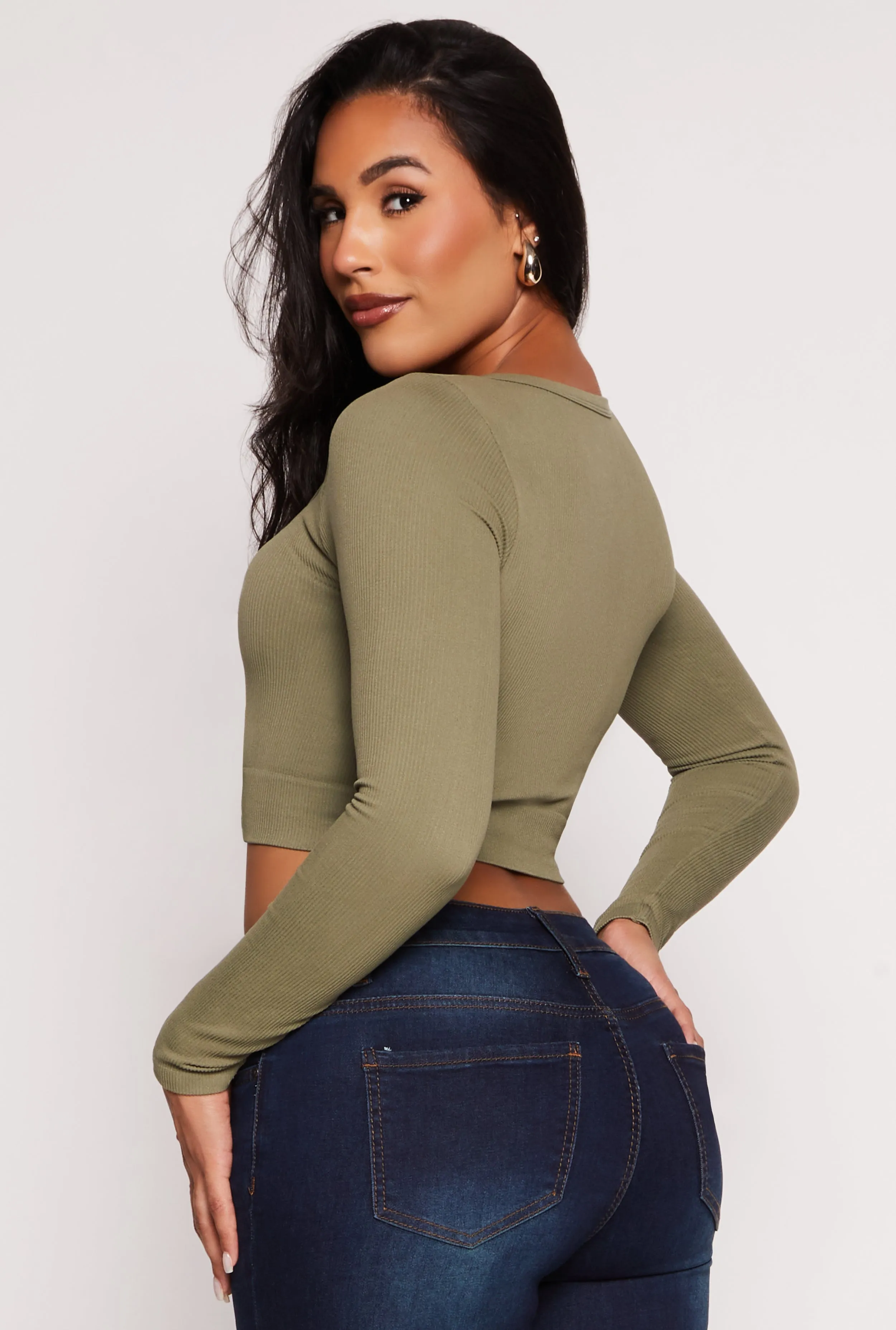 Seamless Ribbed Scoop Neck Crop Top sold by Rainbow product image thumbnail 3