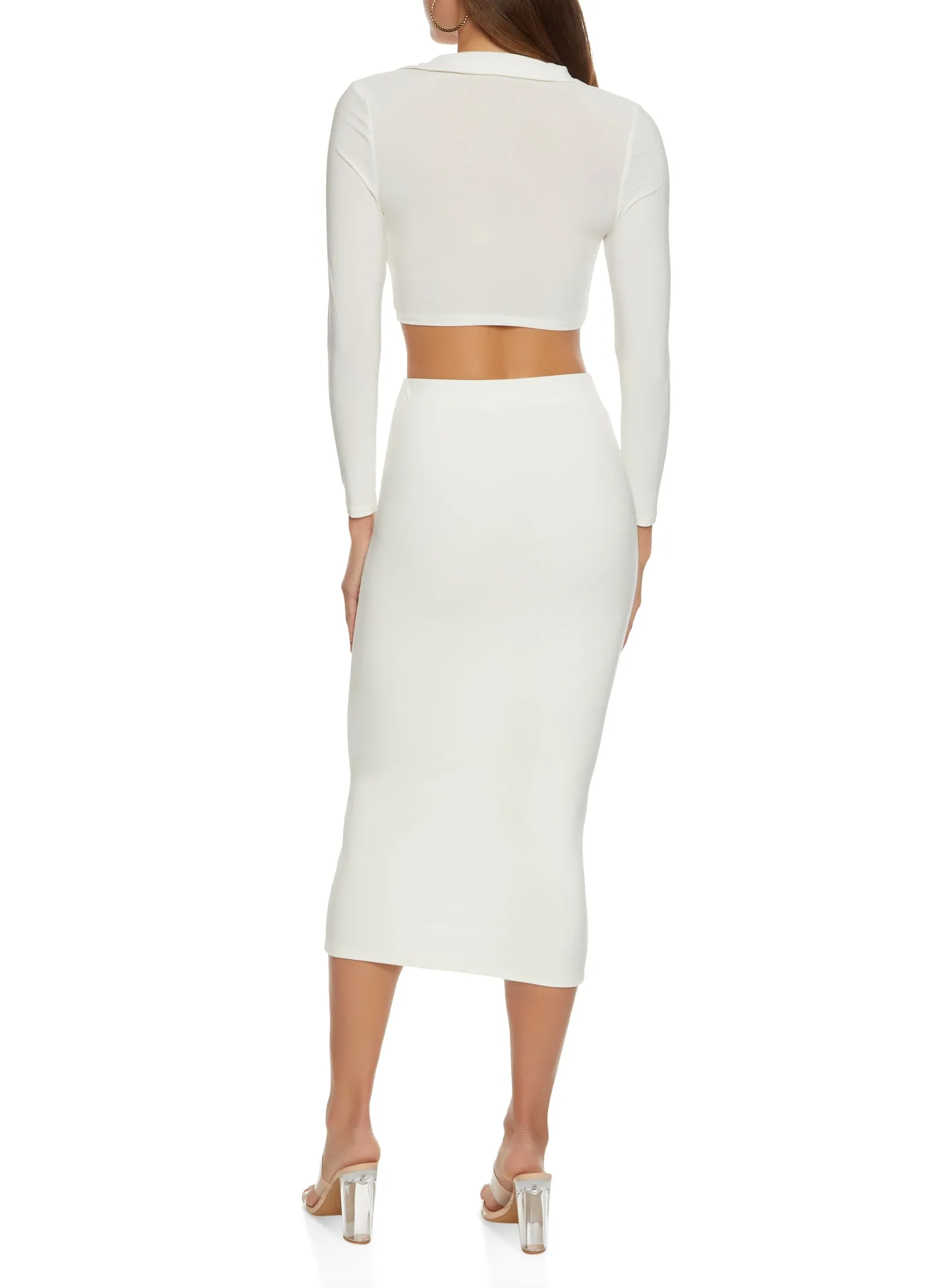 Long Sleeve Tie Front Cropped Blouse sold by Rainbow product image thumbnail 3