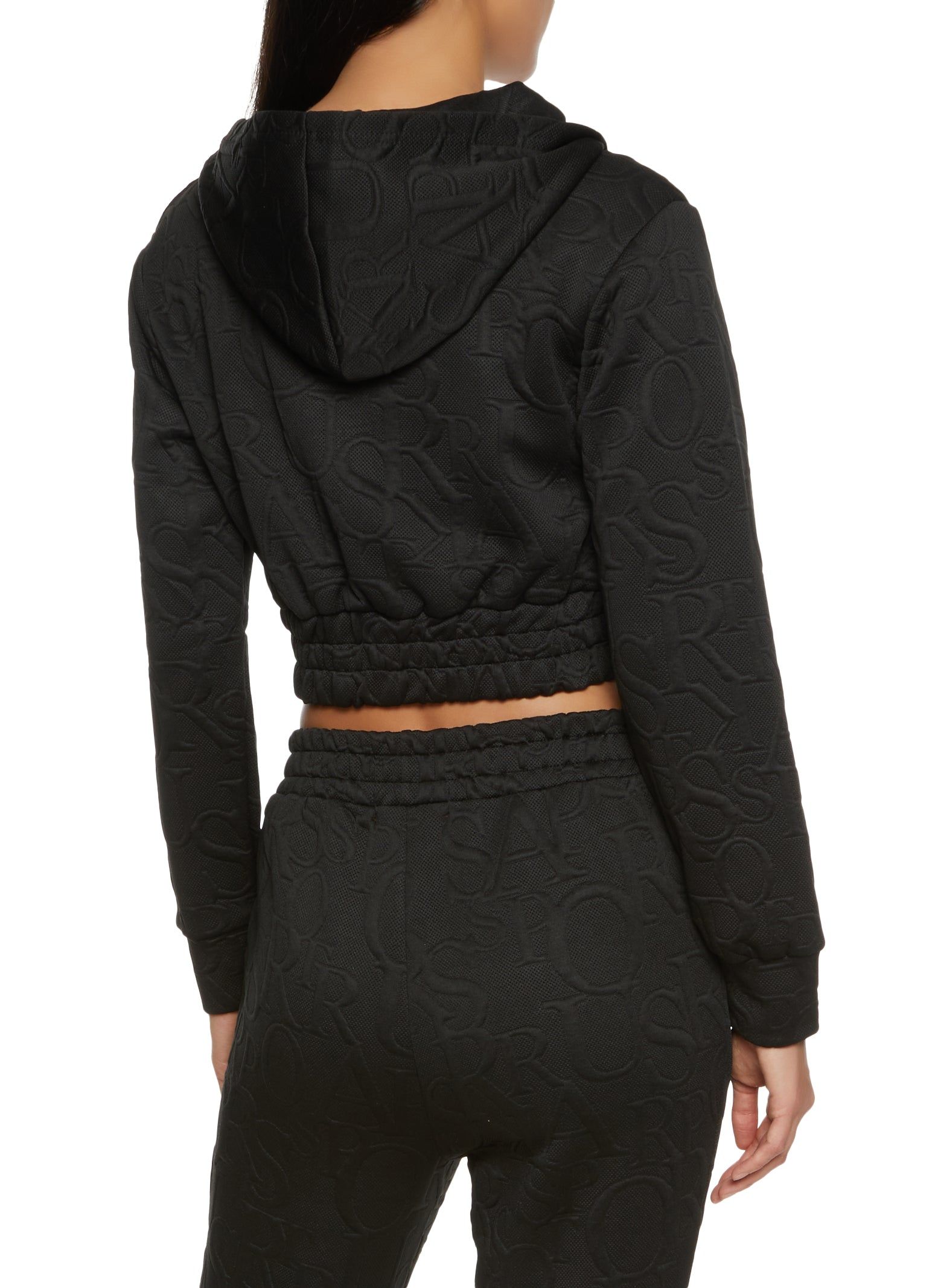 Embossed Zip Front Cropped Hoodie sold by Rainbow product image thumbnail 3