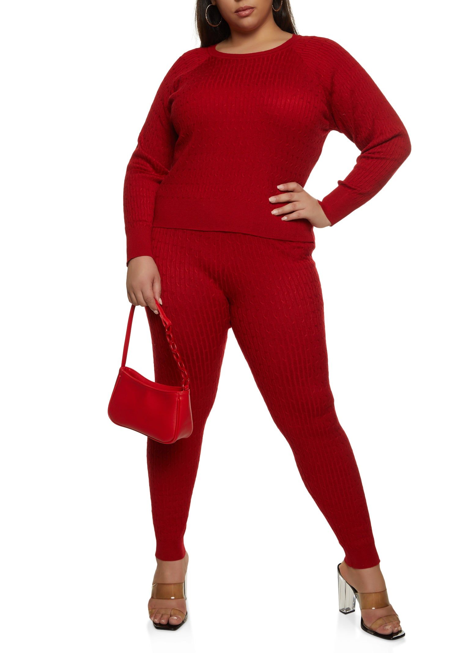 Plus Size Crew Neck Cable Knit Pullover Sweater sold by Rainbow product image thumbnail 2