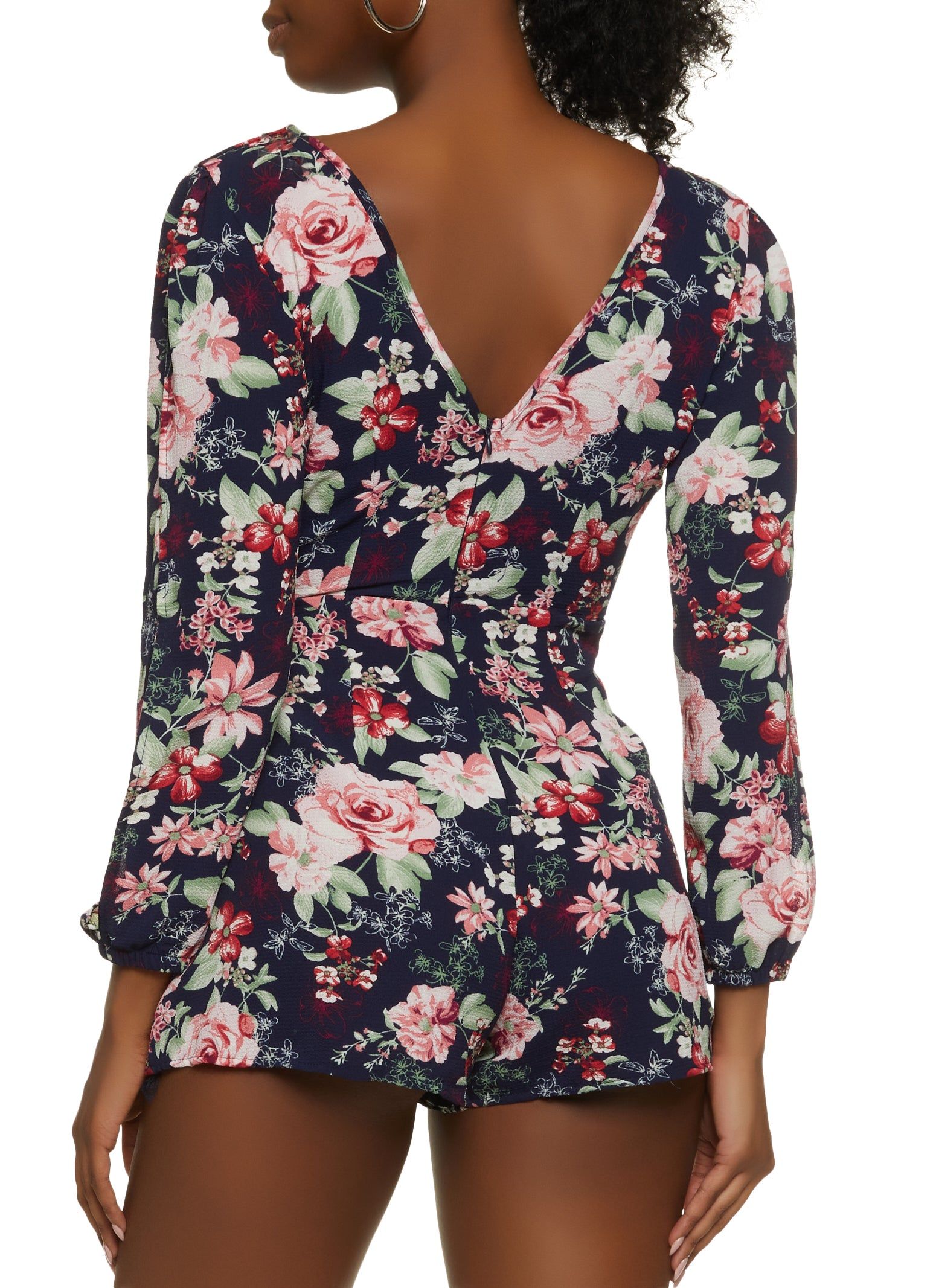 Floral Print Wrap Front Pleated Romper sold by Rainbow product image thumbnail 2