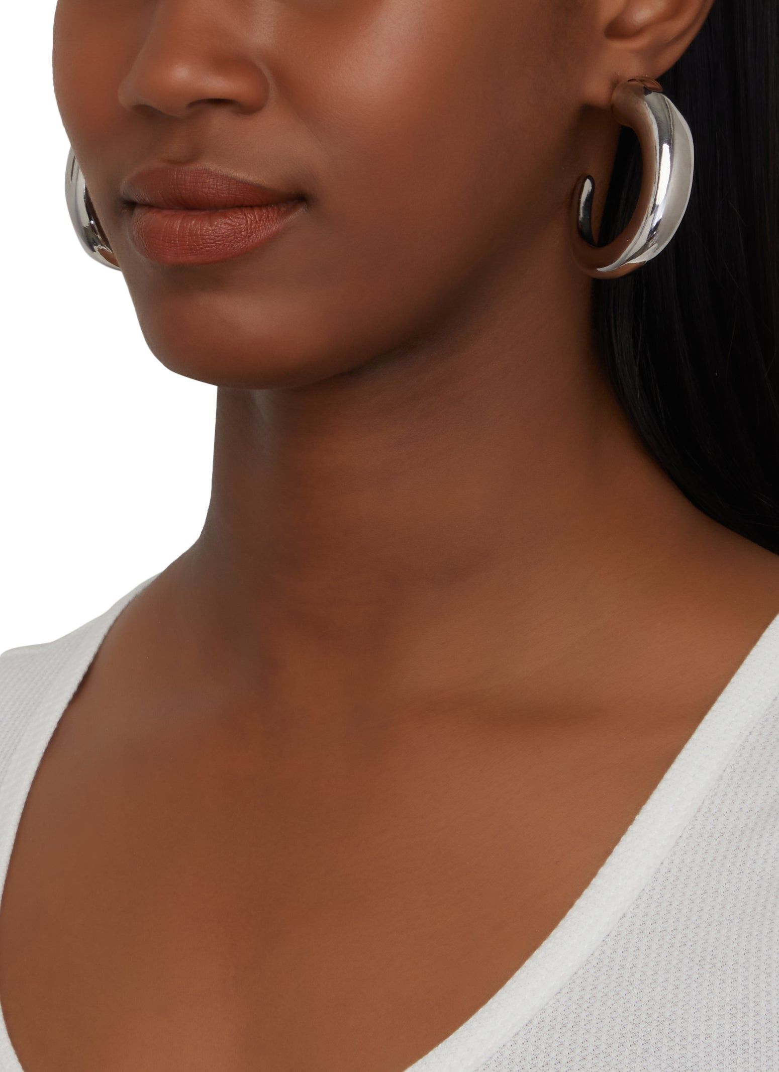 Metallic Chunky Hoop Earrings sold by Rainbow product image thumbnail 2