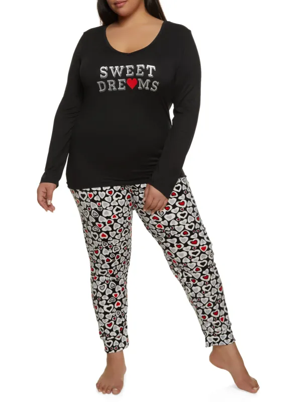 Plus Size Sweet Dreams Pajama Top and Velour Pants sold by Rainbow