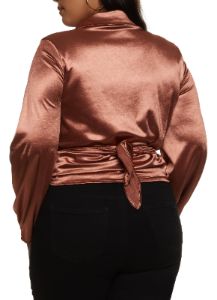 Plus Size Long Sleeve Cropped Wrap Top sold by Rainbow
