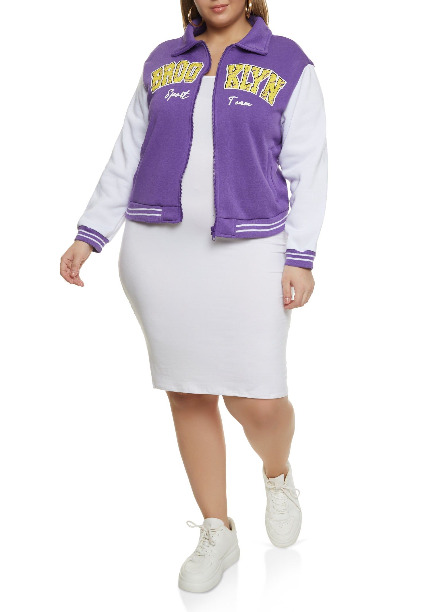 Plus Size Brooklyn Zip Front Varsity Jacket sold by Rainbow product image thumbnail 2