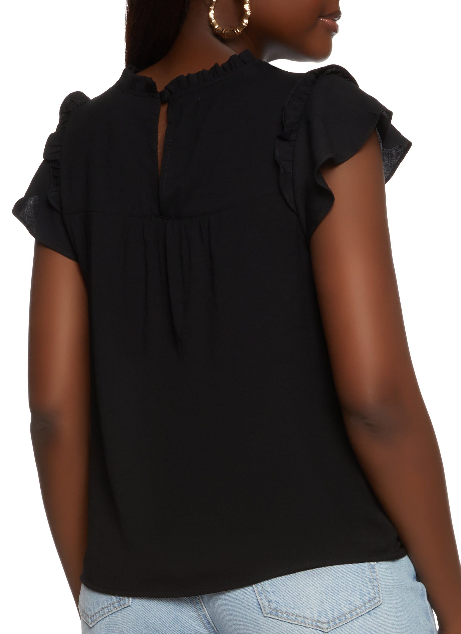 Crochet Detail Ruffle Trim Blouse sold by Rainbow product image thumbnail 2