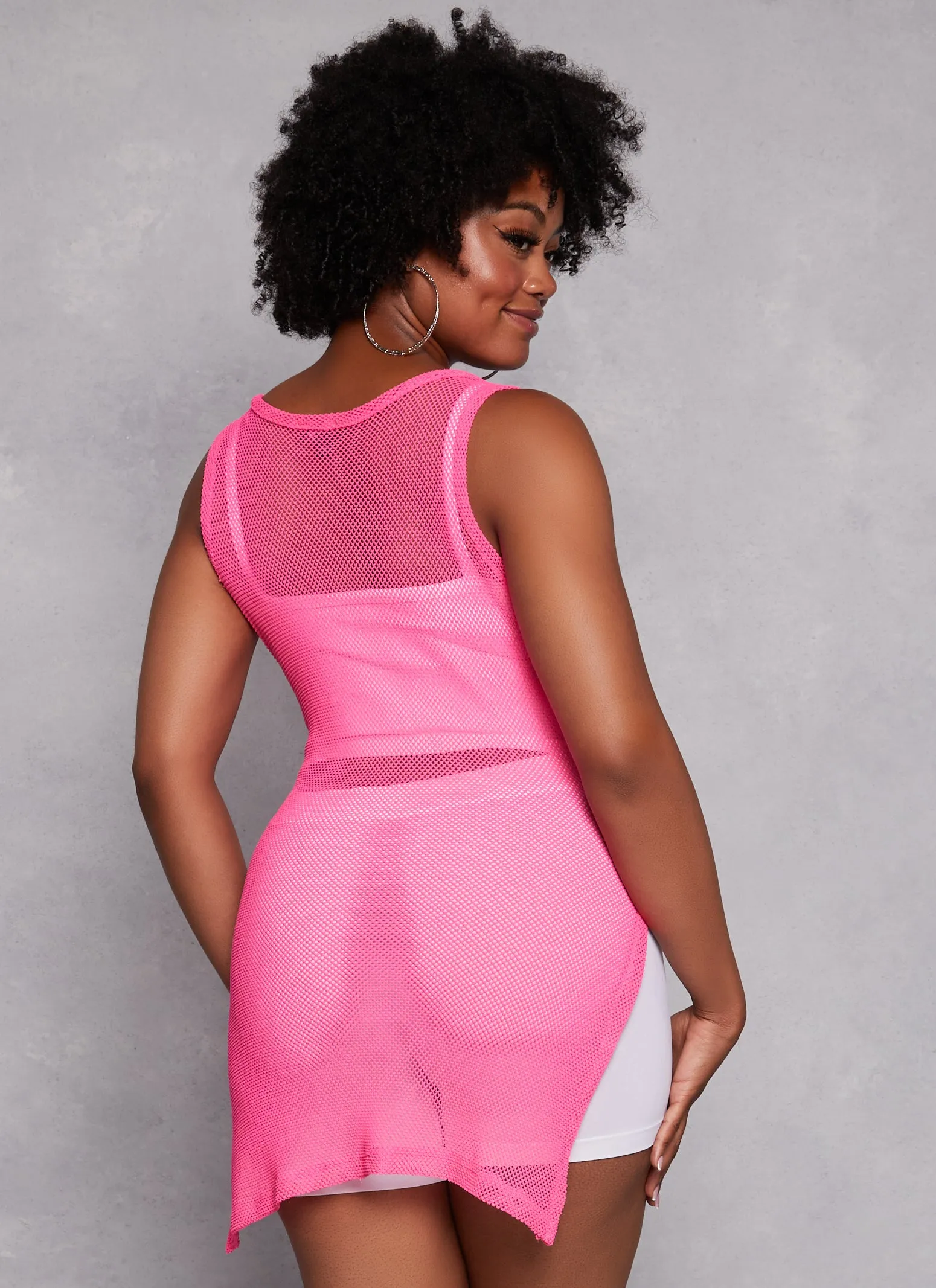 Plus Size Fishnet Side Slit Tank Top sold by Rainbow product image thumbnail 3