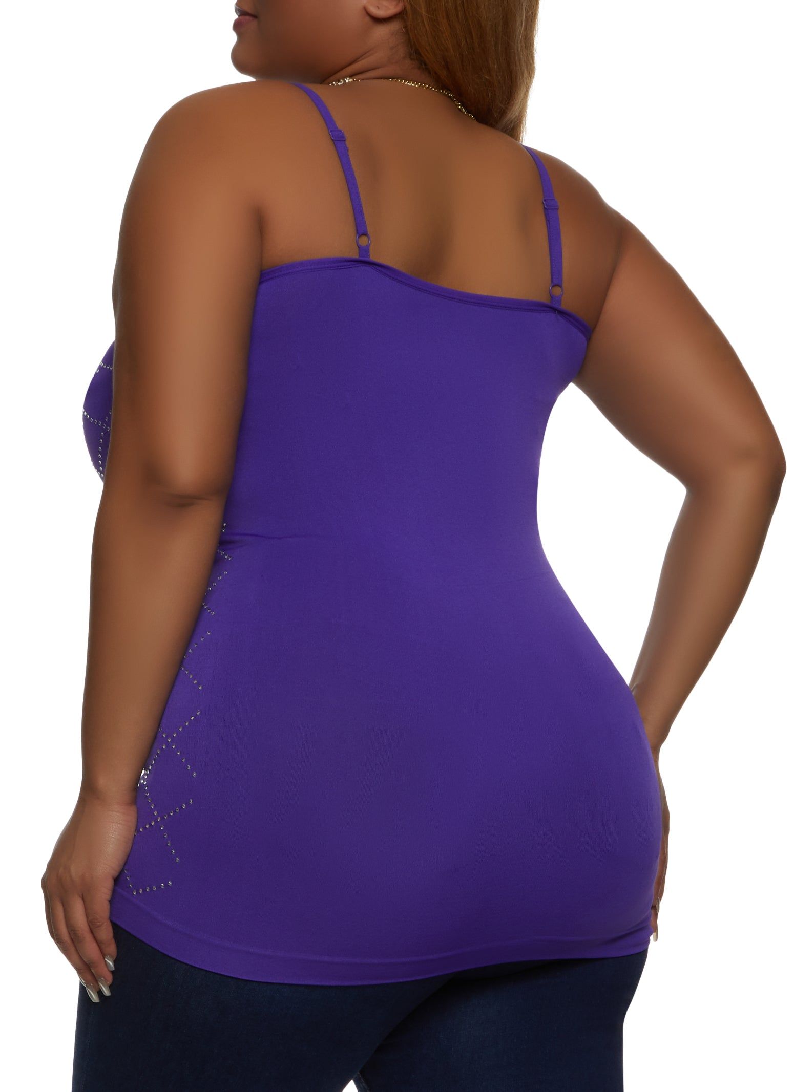 Plus Size Seamless Rhinestone Scoop Neck Cami sold by Rainbow product image thumbnail 2