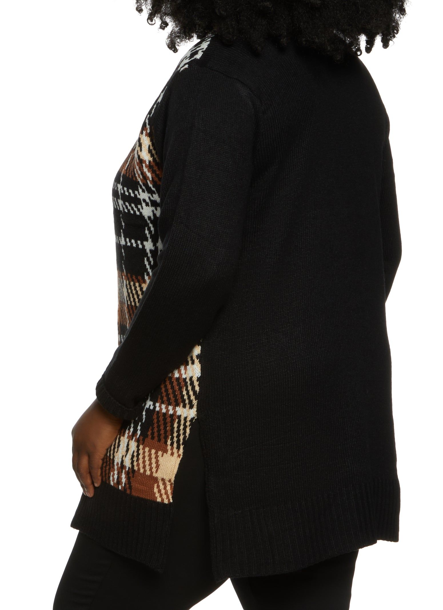 Plus Size Plaid Long Sleeve Open Front Cardigan sold by Rainbow product image thumbnail 2