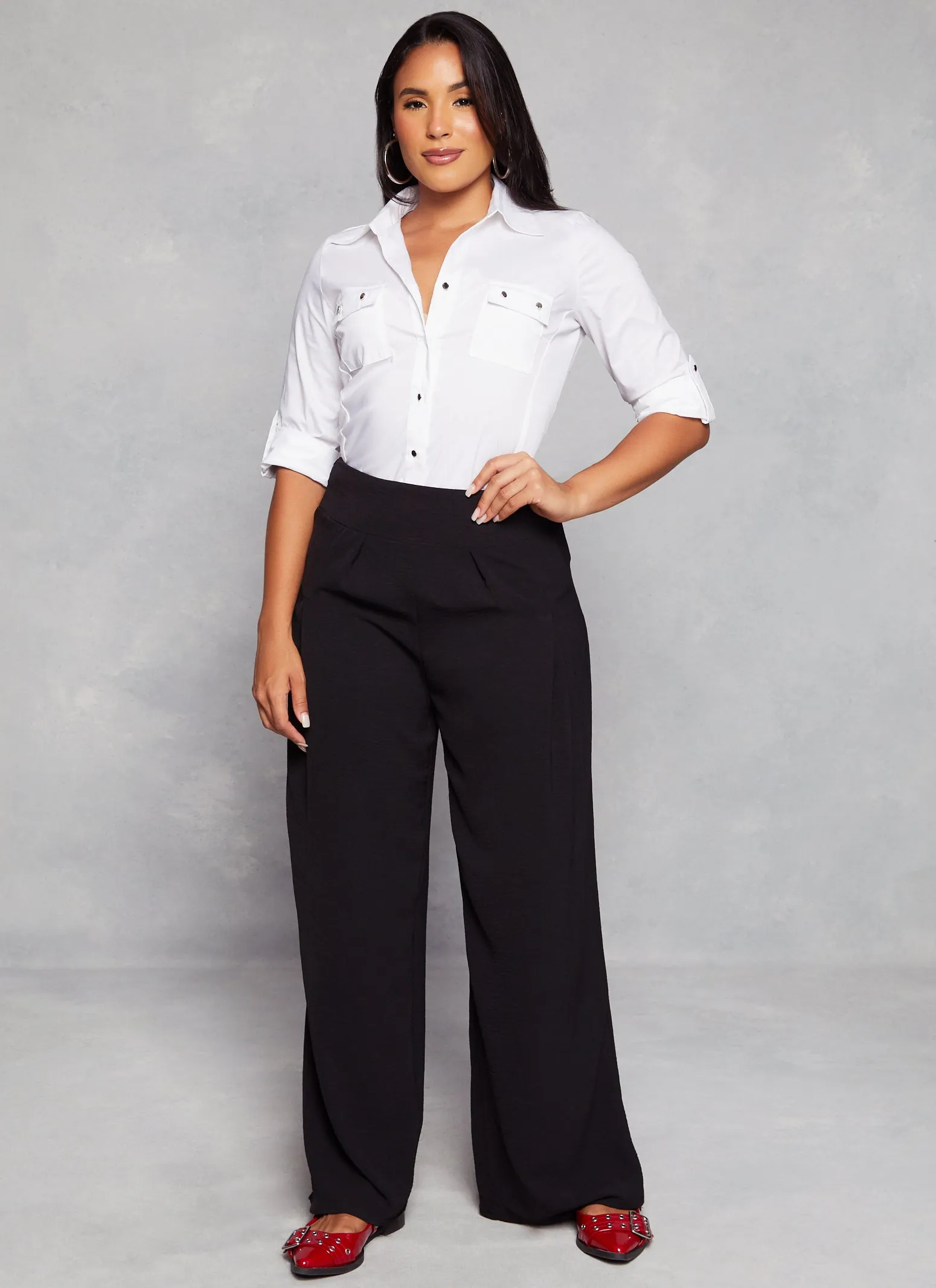 Poplin Fixed Cuff Button Front Shirt sold by Rainbow product image thumbnail 2