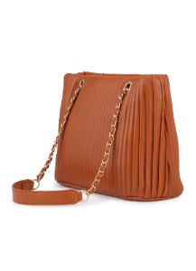 Faux Leather Pleated Chain Strap Shoulder Bag sold by Rainbow