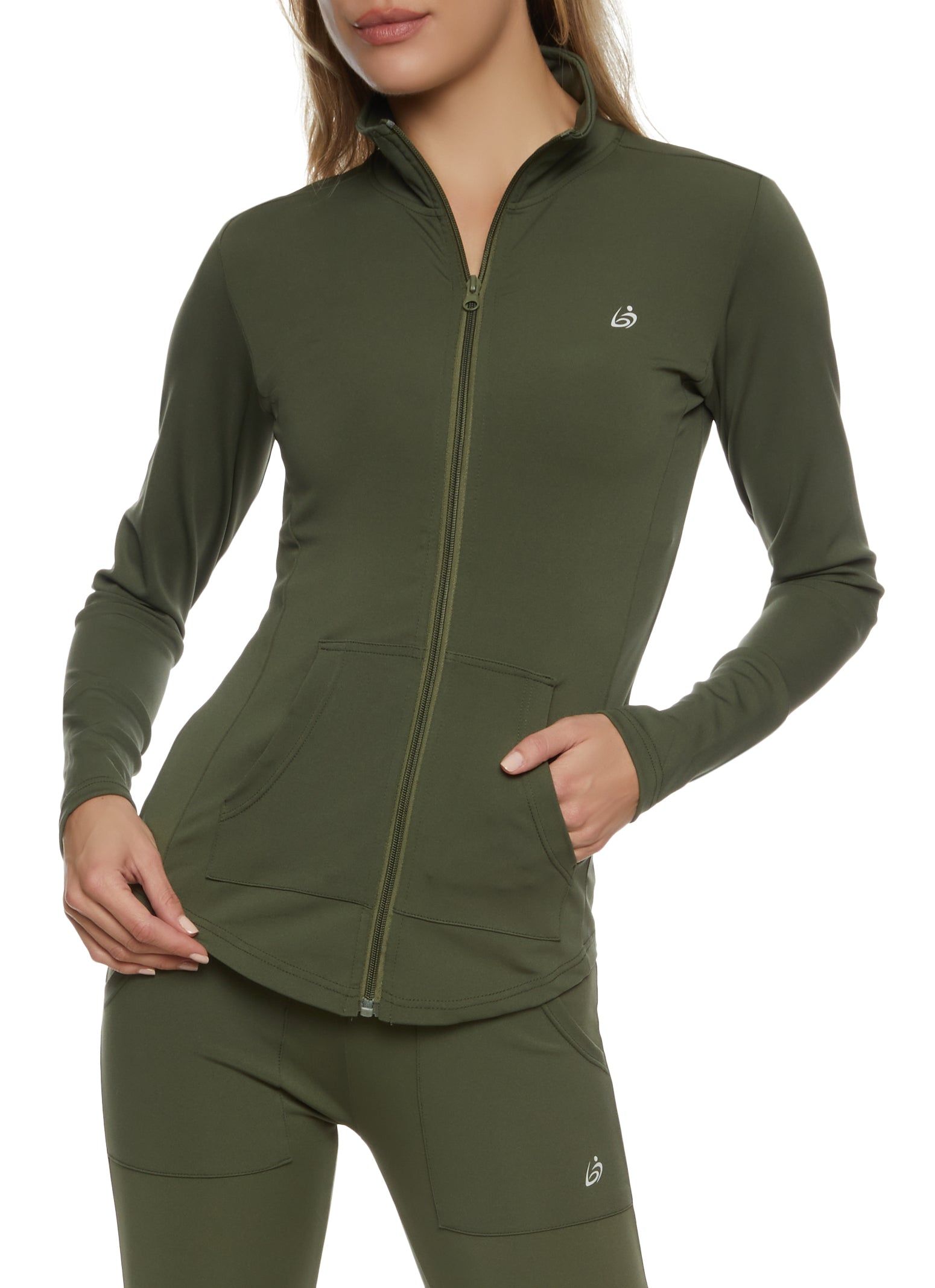 Solid Zip Front Mock Neck Track Jacket sold by Rainbow