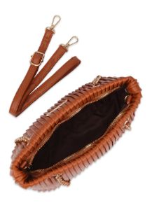 Faux Leather Pleated Chain Strap Shoulder Bag sold by Rainbow