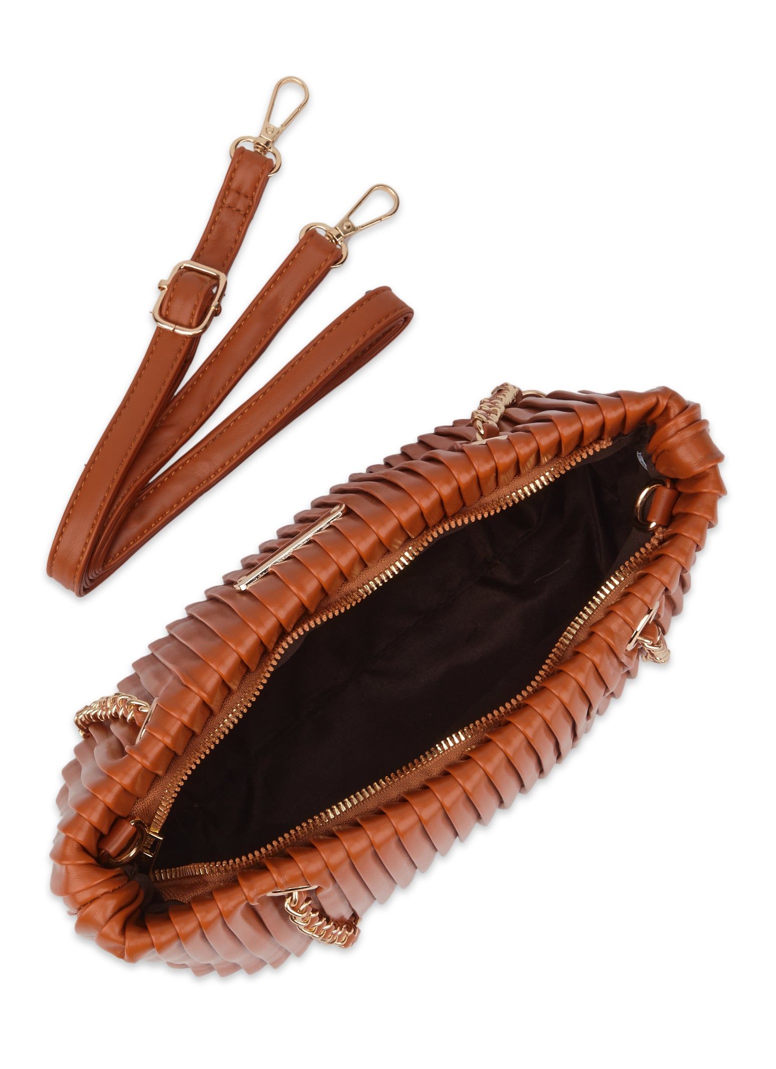 Faux Leather Pleated Chain Strap Shoulder Bag sold by Rainbow product image thumbnail 5
