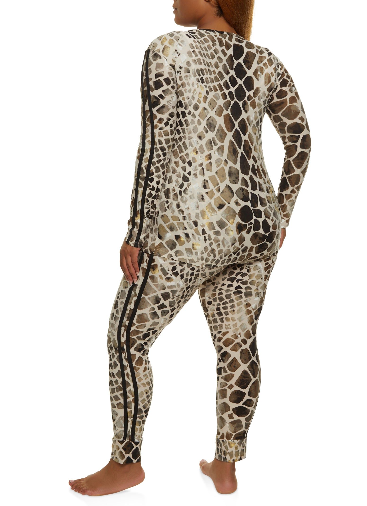 Plus Size Giraffe Print Pajama Top and Pants Set sold by Rainbow product image thumbnail 2