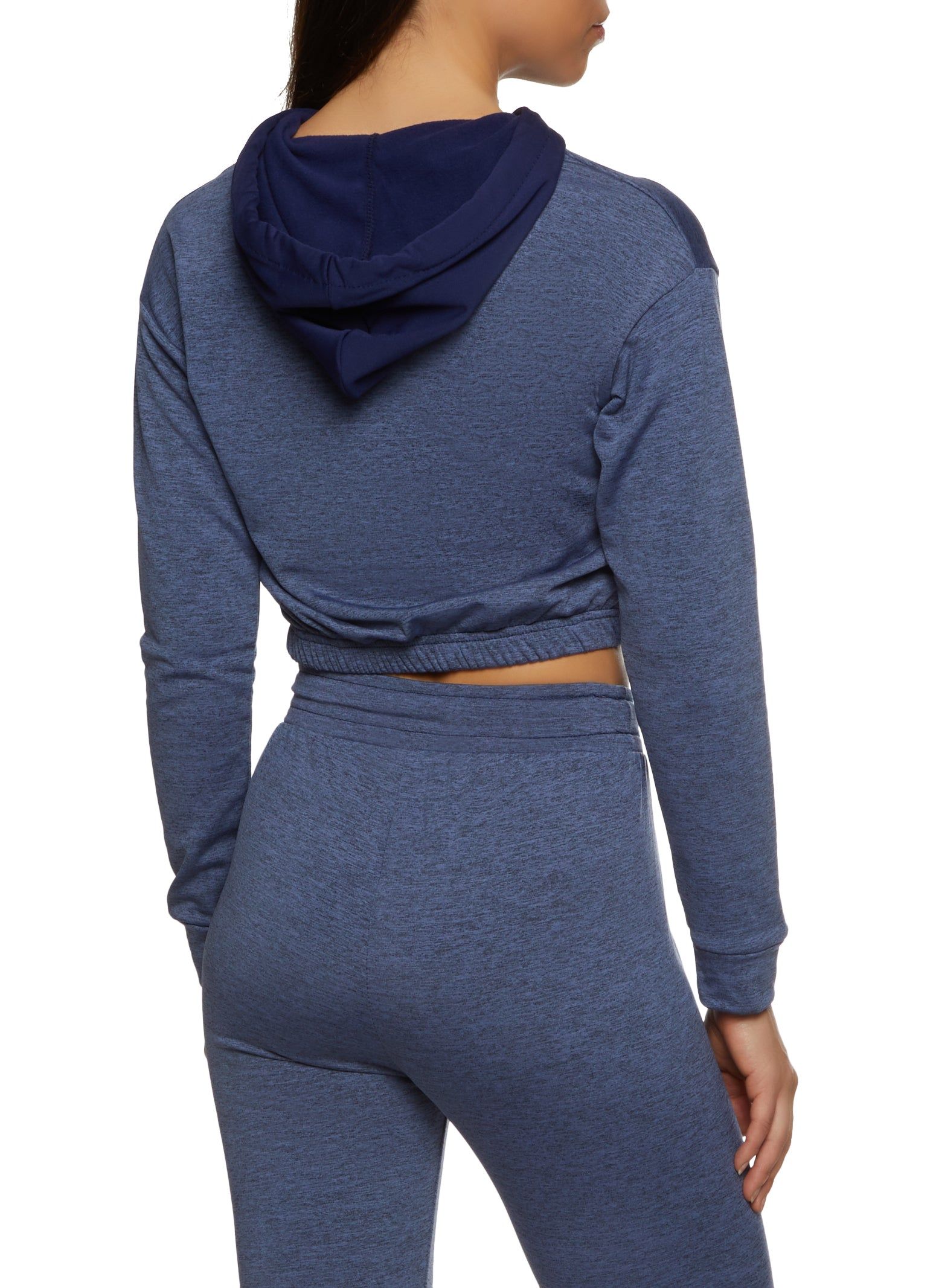 Love Color Blocked Kangaroo Pocket Cropped Hoodie sold by Rainbow product image thumbnail 3
