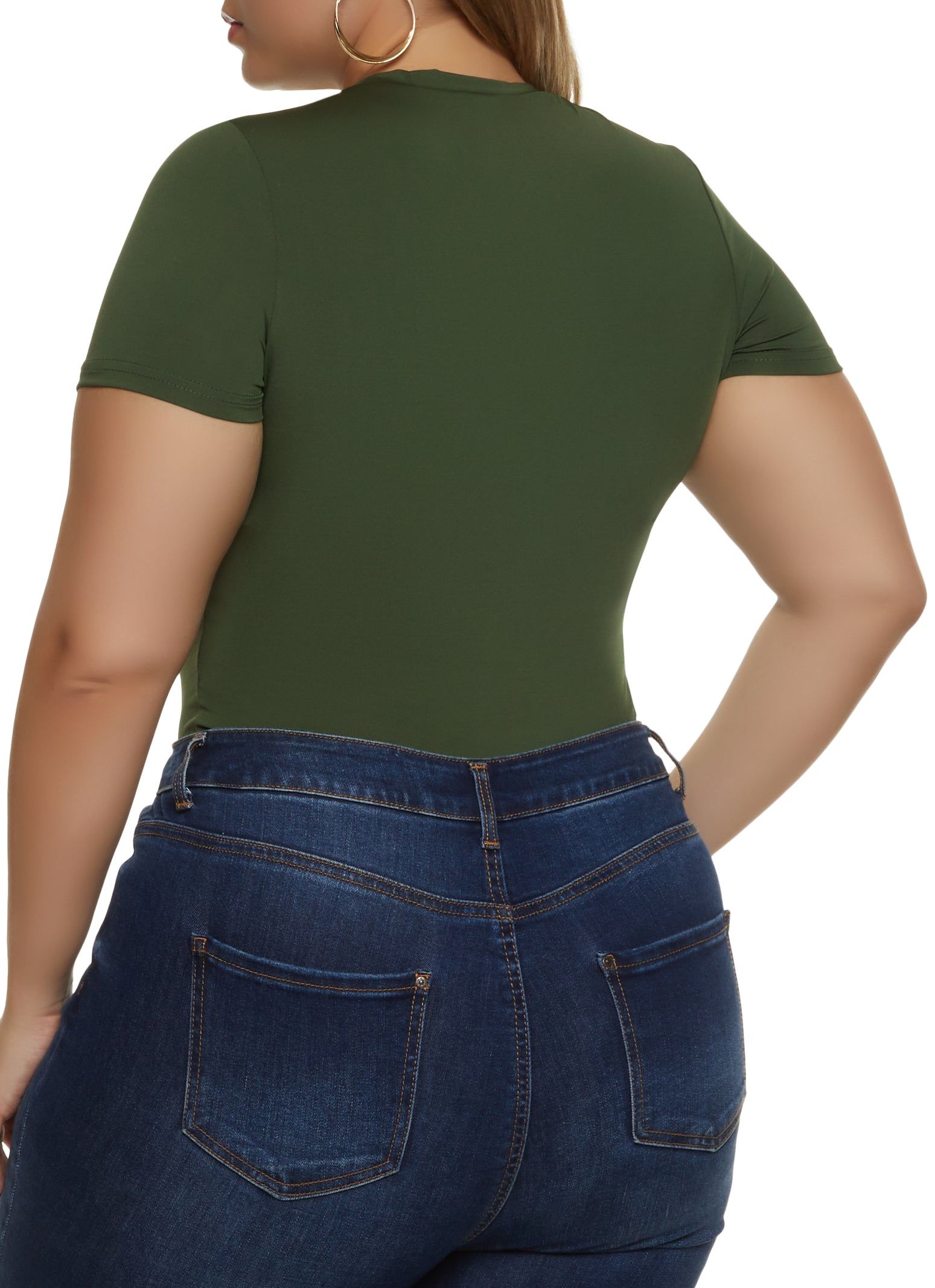 Plus Size Basic Crew Neck Short Sleeve Bodysuit sold by Rainbow product image thumbnail 3