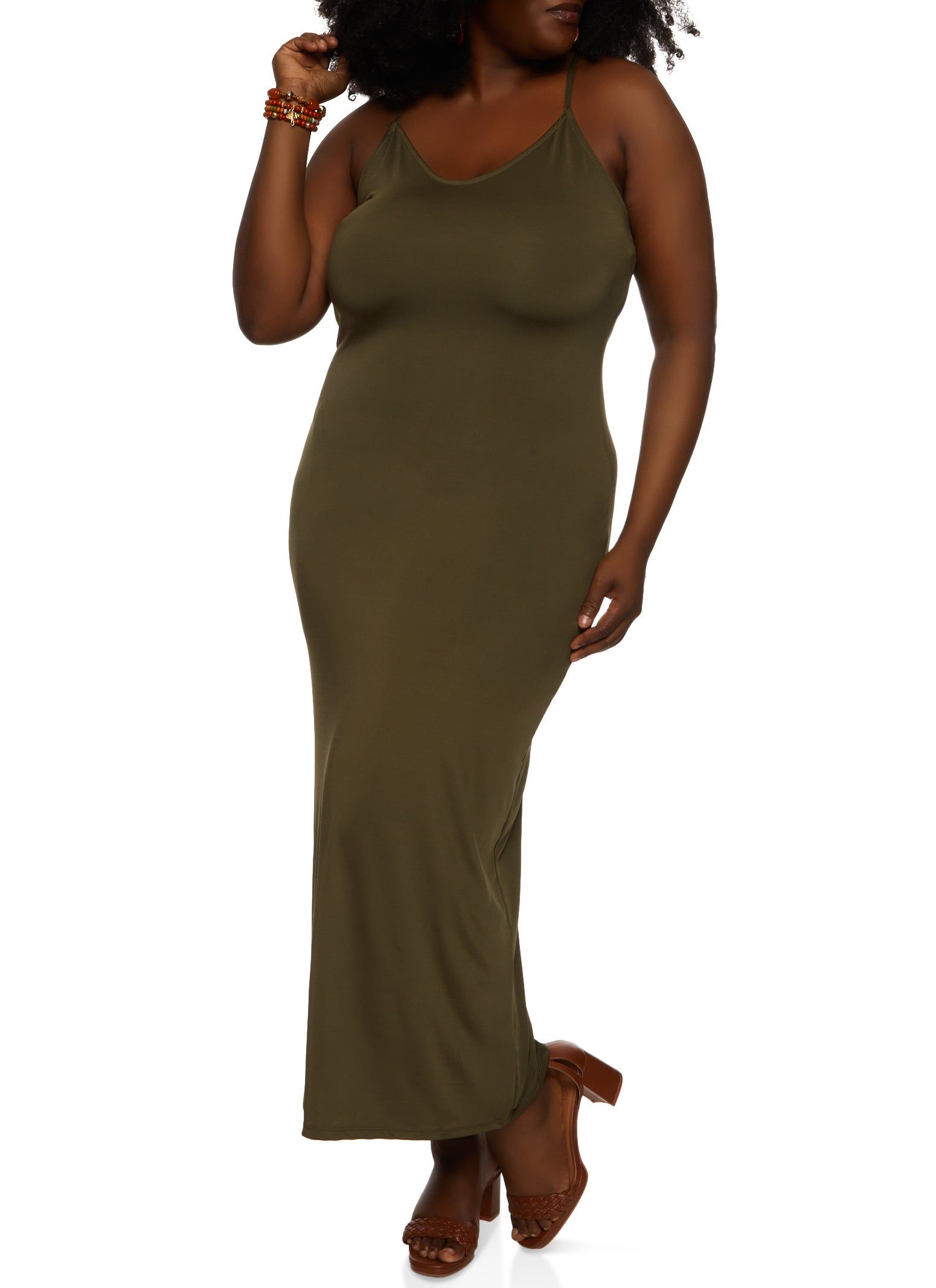 Plus Size Scoop Neck Bodycon Maxi Dress sold by Rainbow