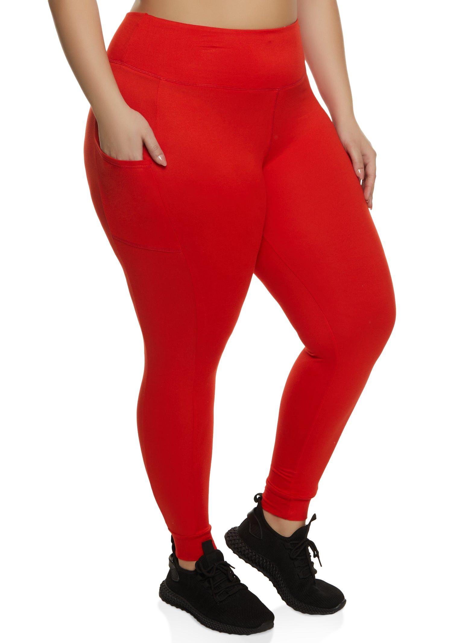 Plus Size High Waist Cell Phone Pocket Leggings sold by Rainbow