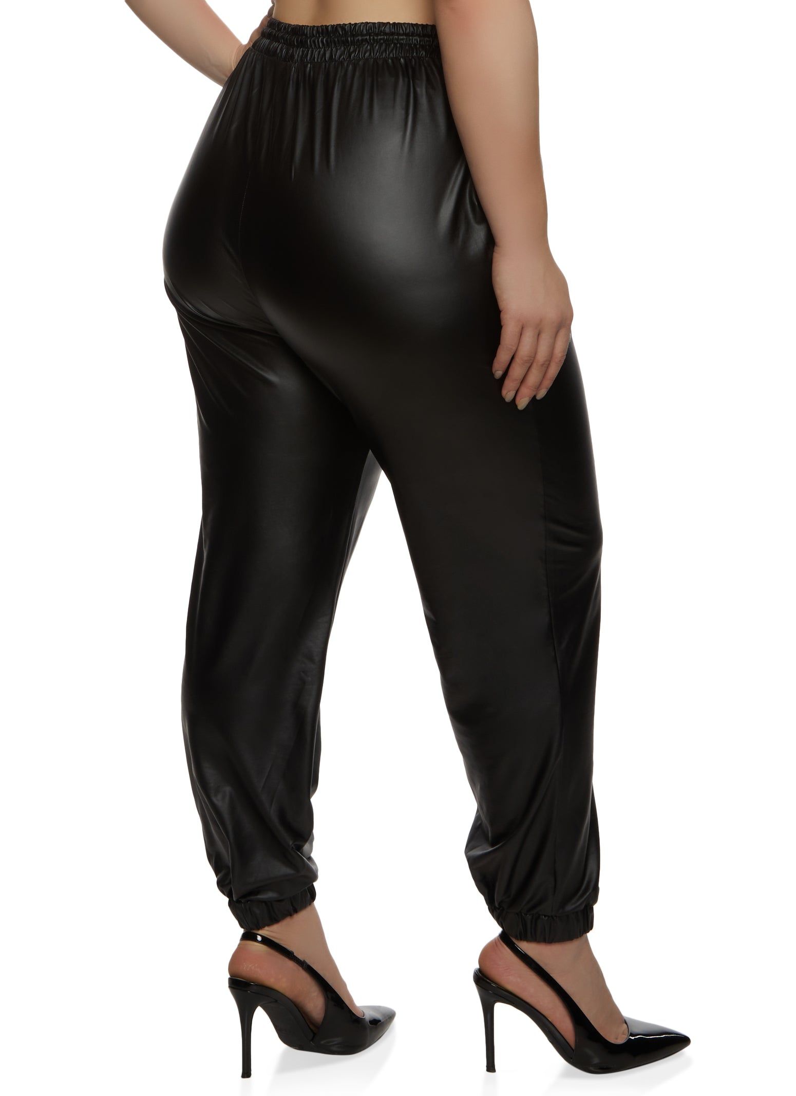 Plus Size Faux Leather High Waisted Joggers sold by Rainbow product image thumbnail 2