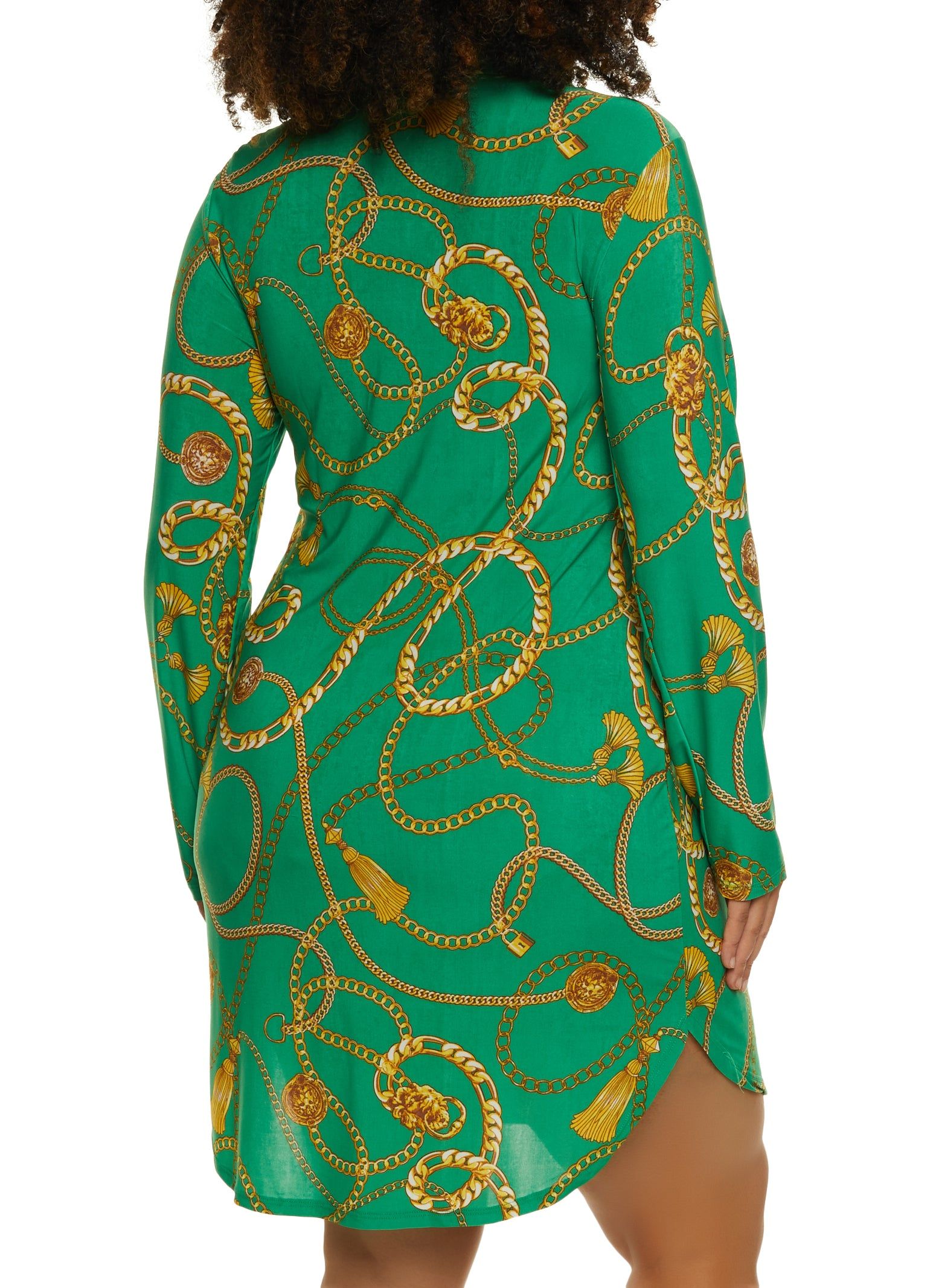 Plus Size Chain Status Print Button Front Dress sold by Rainbow product image thumbnail 3