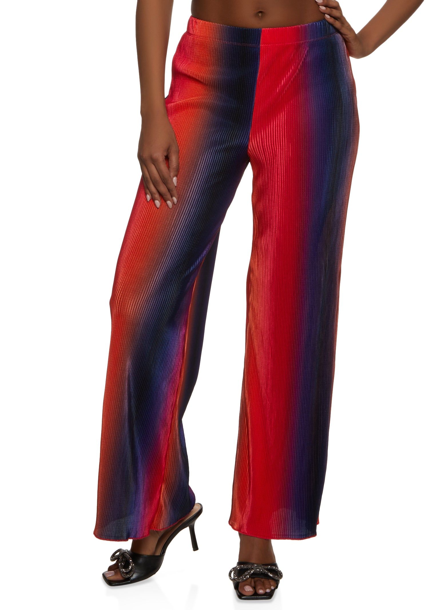 Plisse Ombre High Waist Wide Leg Pants sold by Rainbow