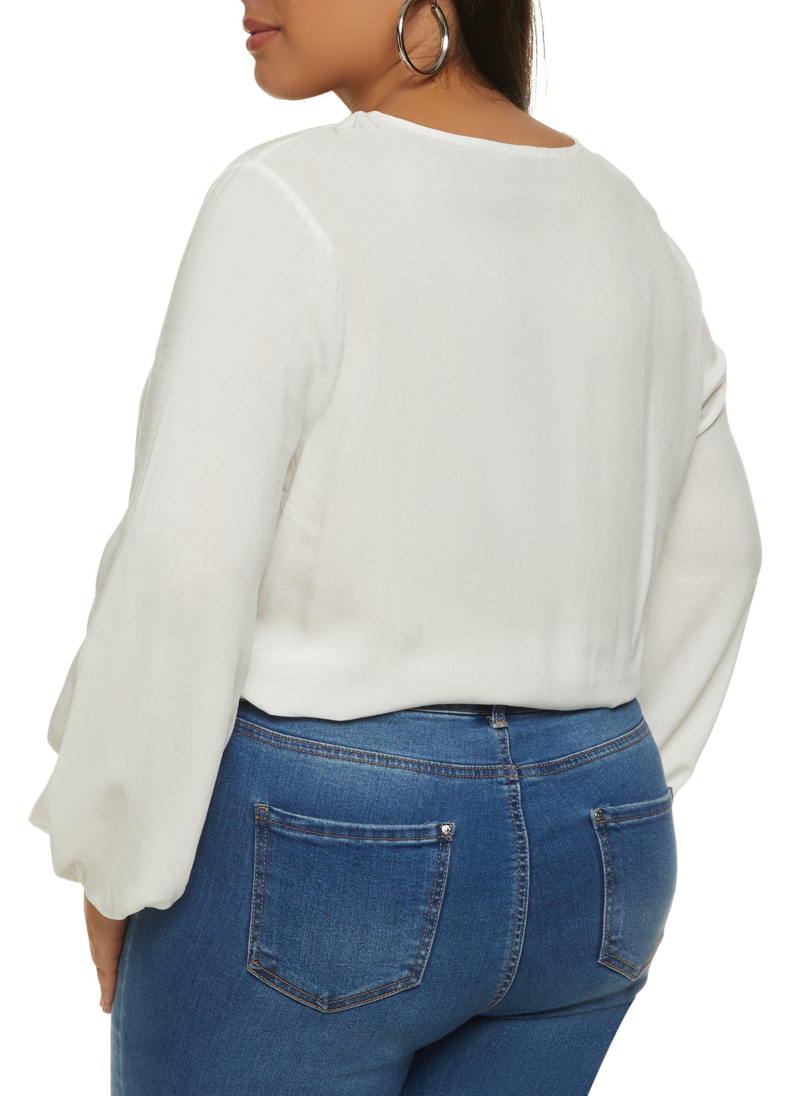 Plus Size Puff Sleeve Side Tie Wrap Top sold by Rainbow product image thumbnail 2