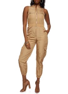 Sleeveless Zip Front Parachute Jumpsuit sold by Rainbow