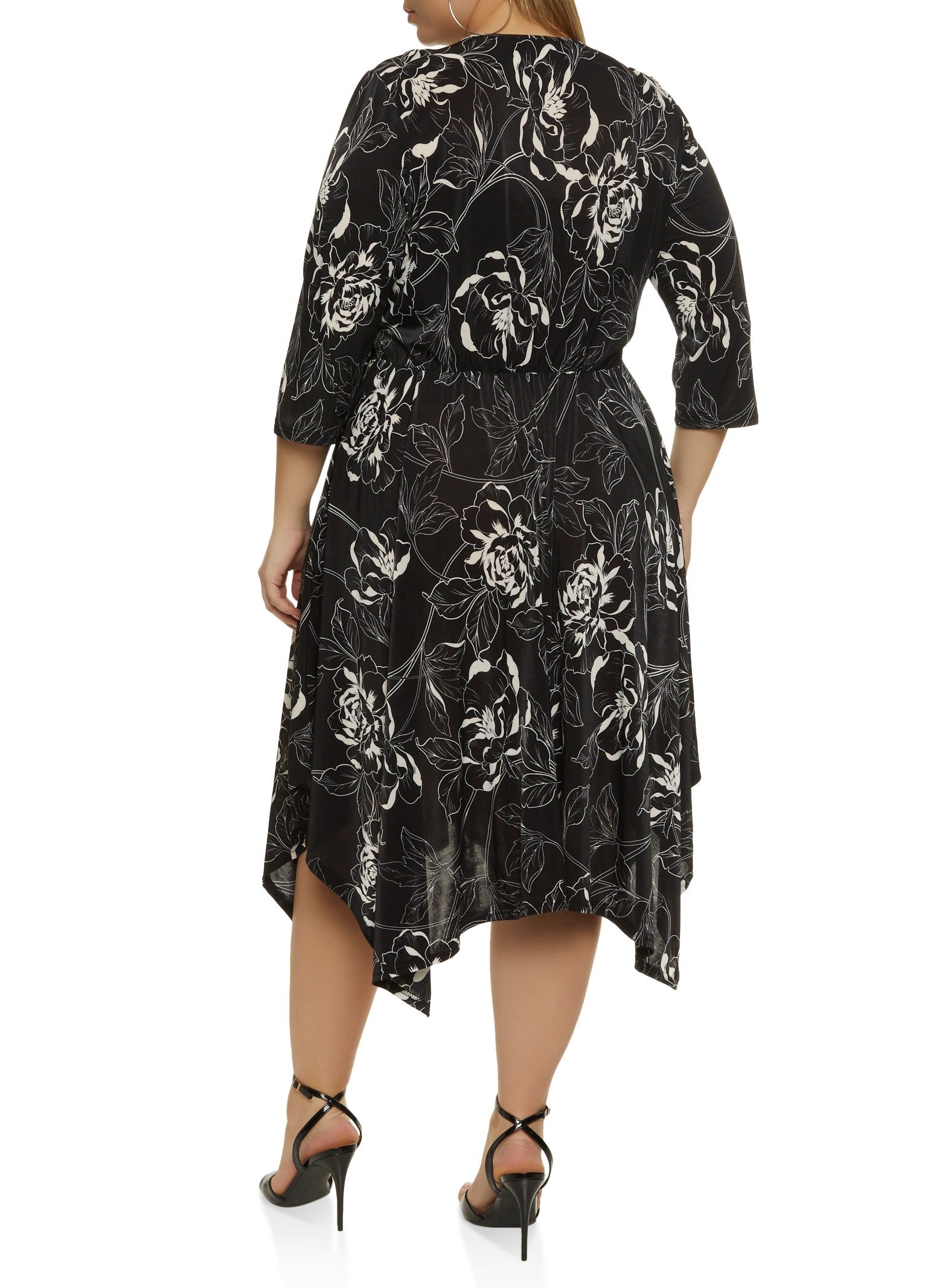 Plus Size Floral Print Tie Waist Wrap Dress sold by Rainbow product image thumbnail 3