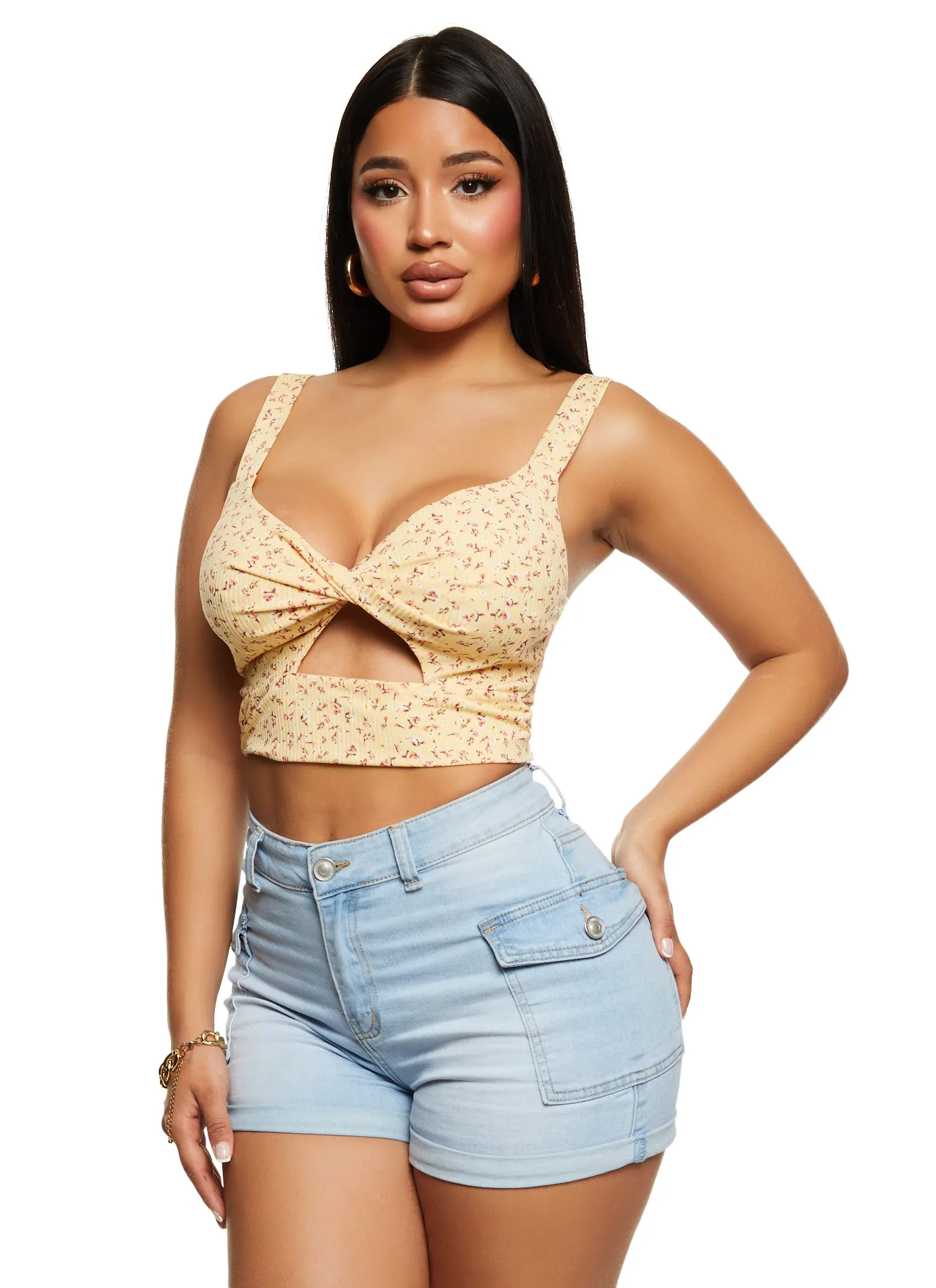 Floral Print Cut Out Crop Top sold by Rainbow product image thumbnail 2