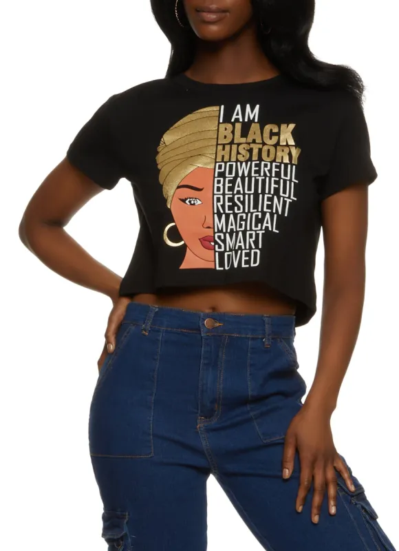 I Am Black History Cropped Graphic Tee sold by Rainbow