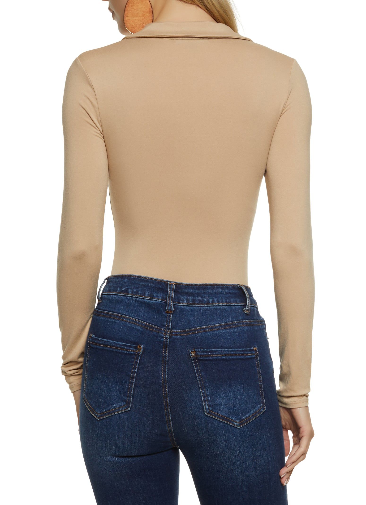 Faux Button Ruched Front Collar Bodysuit sold by Rainbow product image thumbnail 3