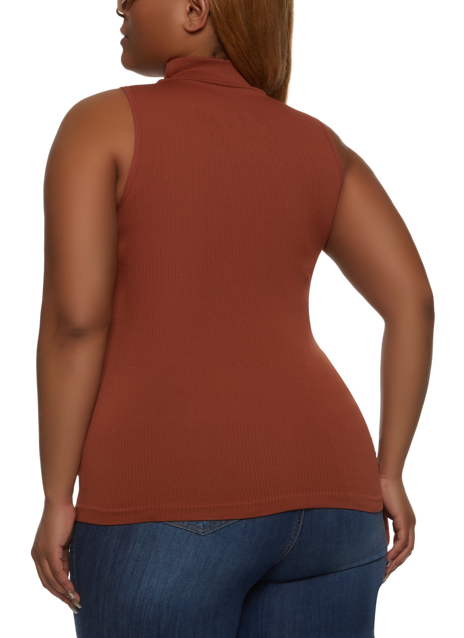 Plus Size Seamless Ribbed Mock Neck Tank Top sold by Rainbow product image thumbnail 2