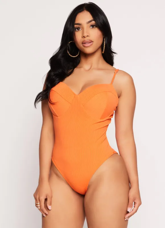 Rib Knit Padded Bustier Bodysuit sold by Rainbow