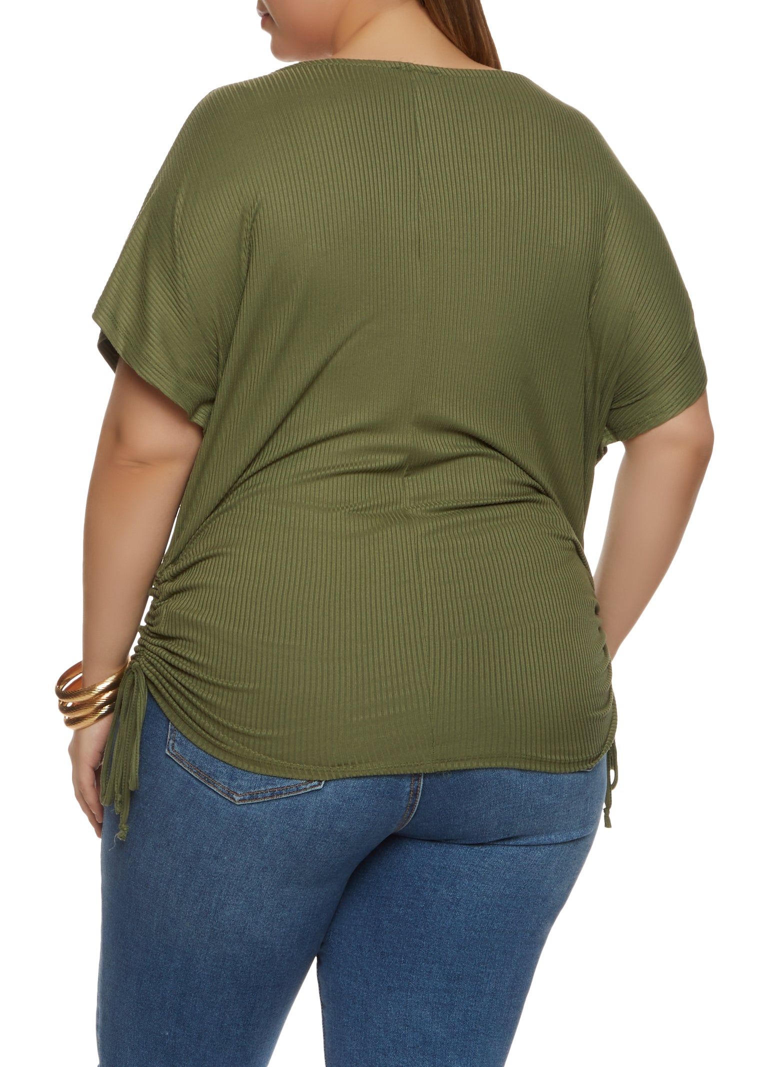 Plus Size Ribbed Knit Ruched Side Top sold by Rainbow product image thumbnail 2