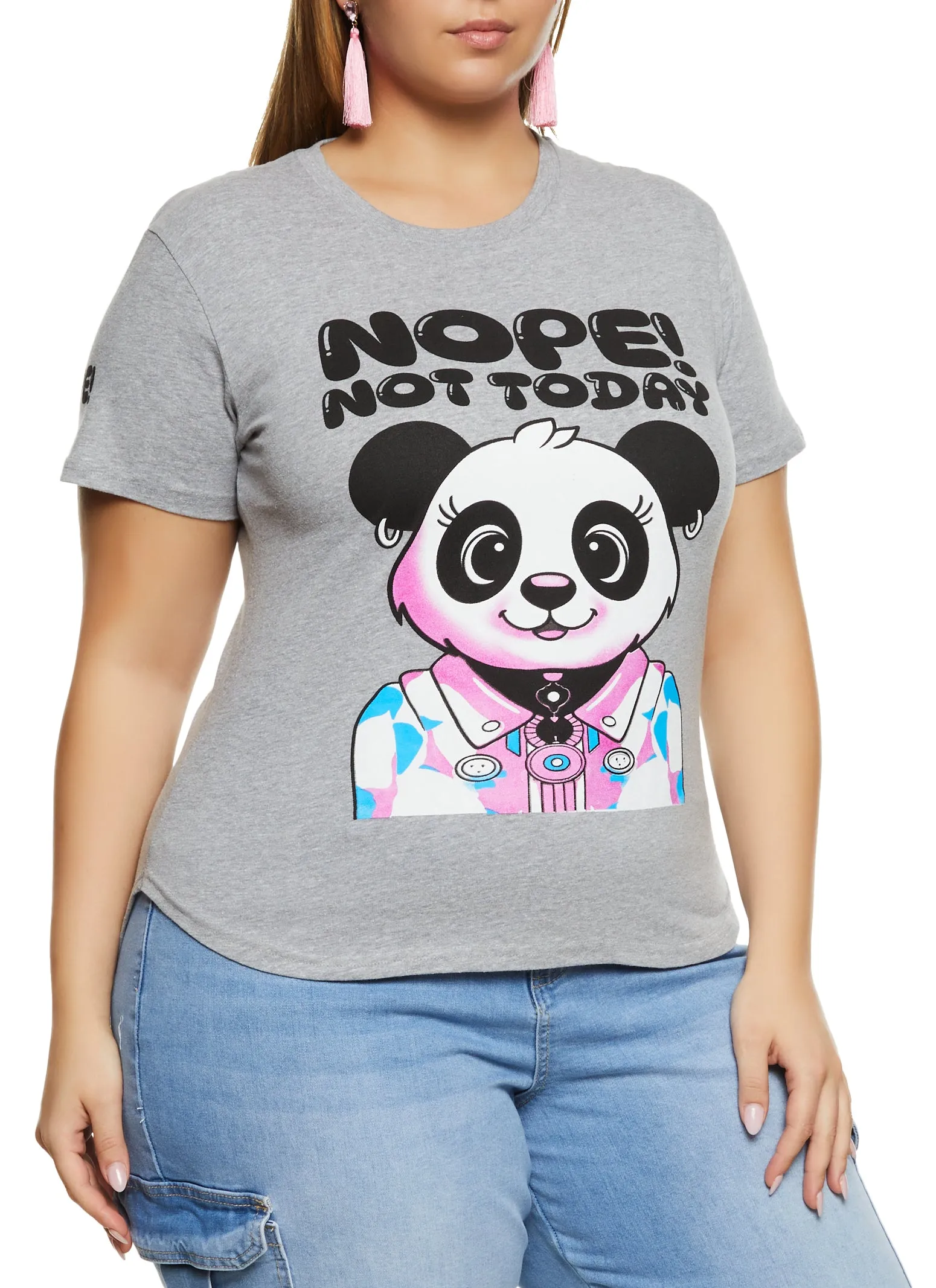 Plus Size Nope Not Today Panda Bear High Low Tee sold by Rainbow
