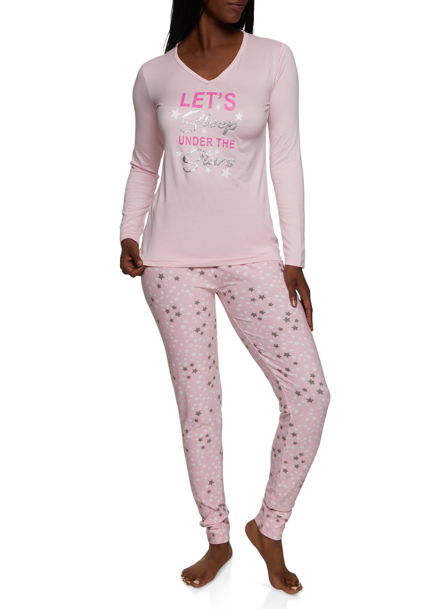Lets Sleep Graphic Pajama Top and Pants sold by Rainbow
