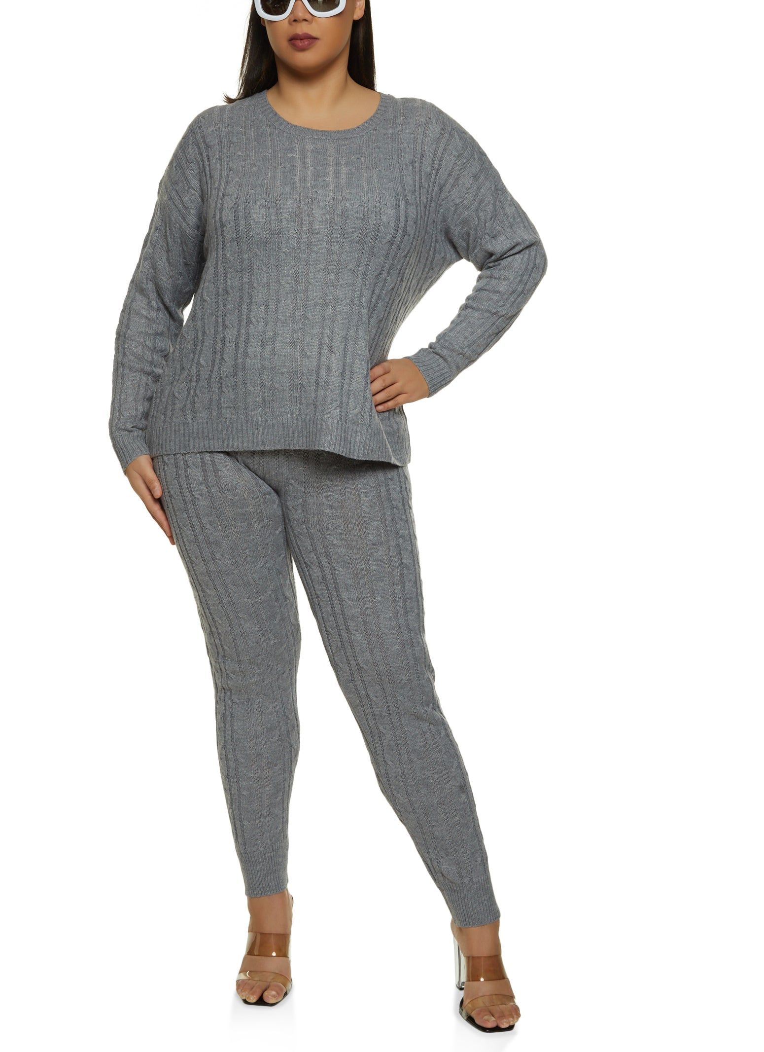 Plus Size Cable Knit Crew Neck Sweater sold by Rainbow product image thumbnail 2