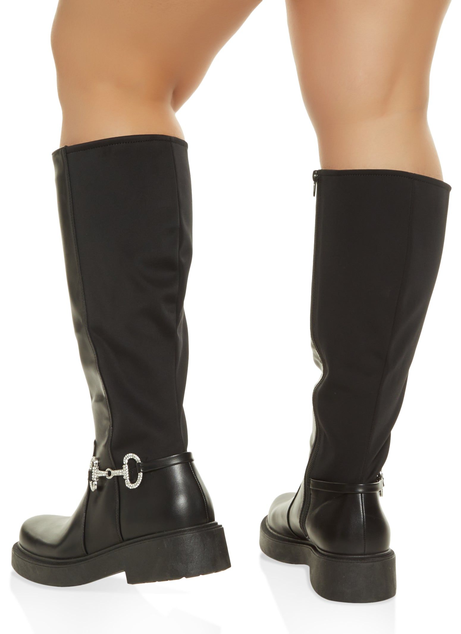 Rhinestone Horsebit Zip Wide Calf Boots sold by Rainbow product image thumbnail 3