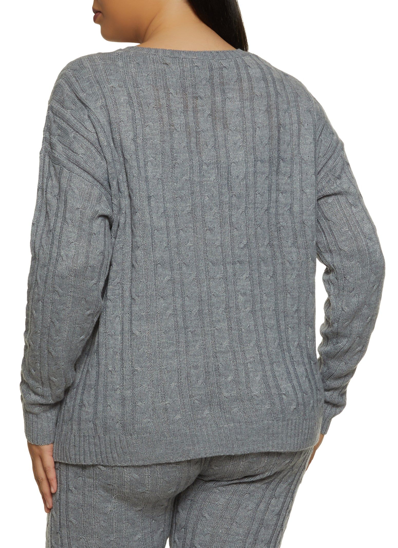 Plus Size Cable Knit Crew Neck Sweater sold by Rainbow product image thumbnail 3