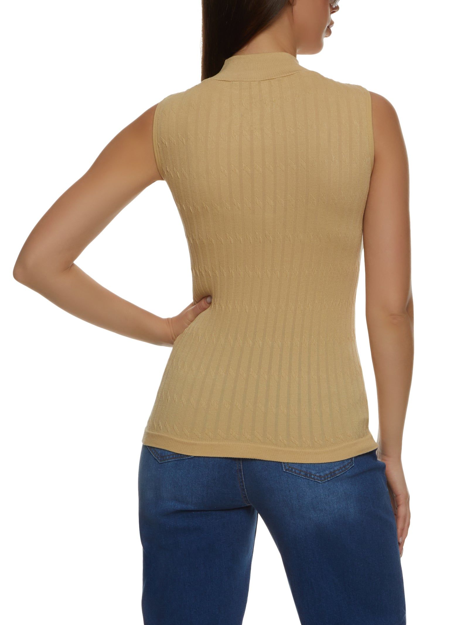 Textured Knit Mock Neck Tank Top sold by Rainbow product image thumbnail 2