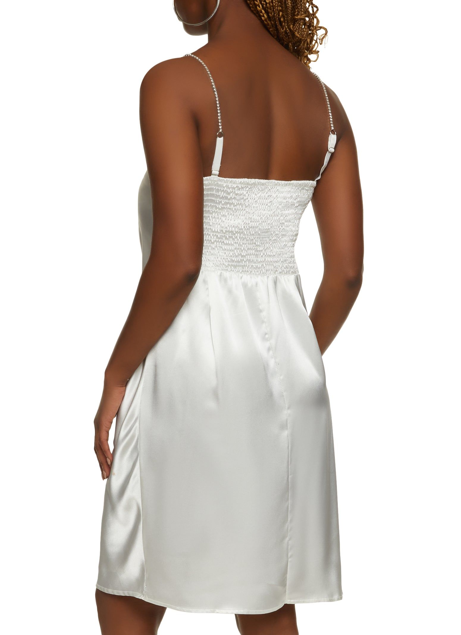 Rhinestone Strap Satin Cami Dress sold by Rainbow product image thumbnail 3