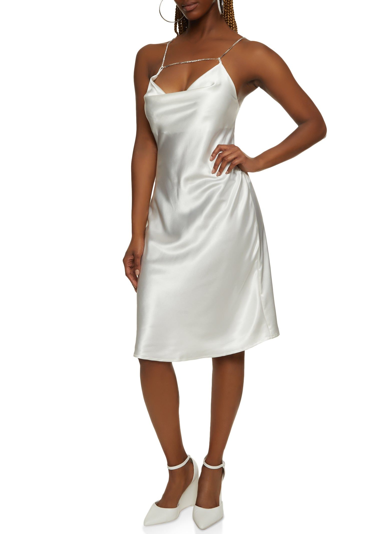 Rhinestone Strap Satin Cami Dress sold by Rainbow product image thumbnail 2