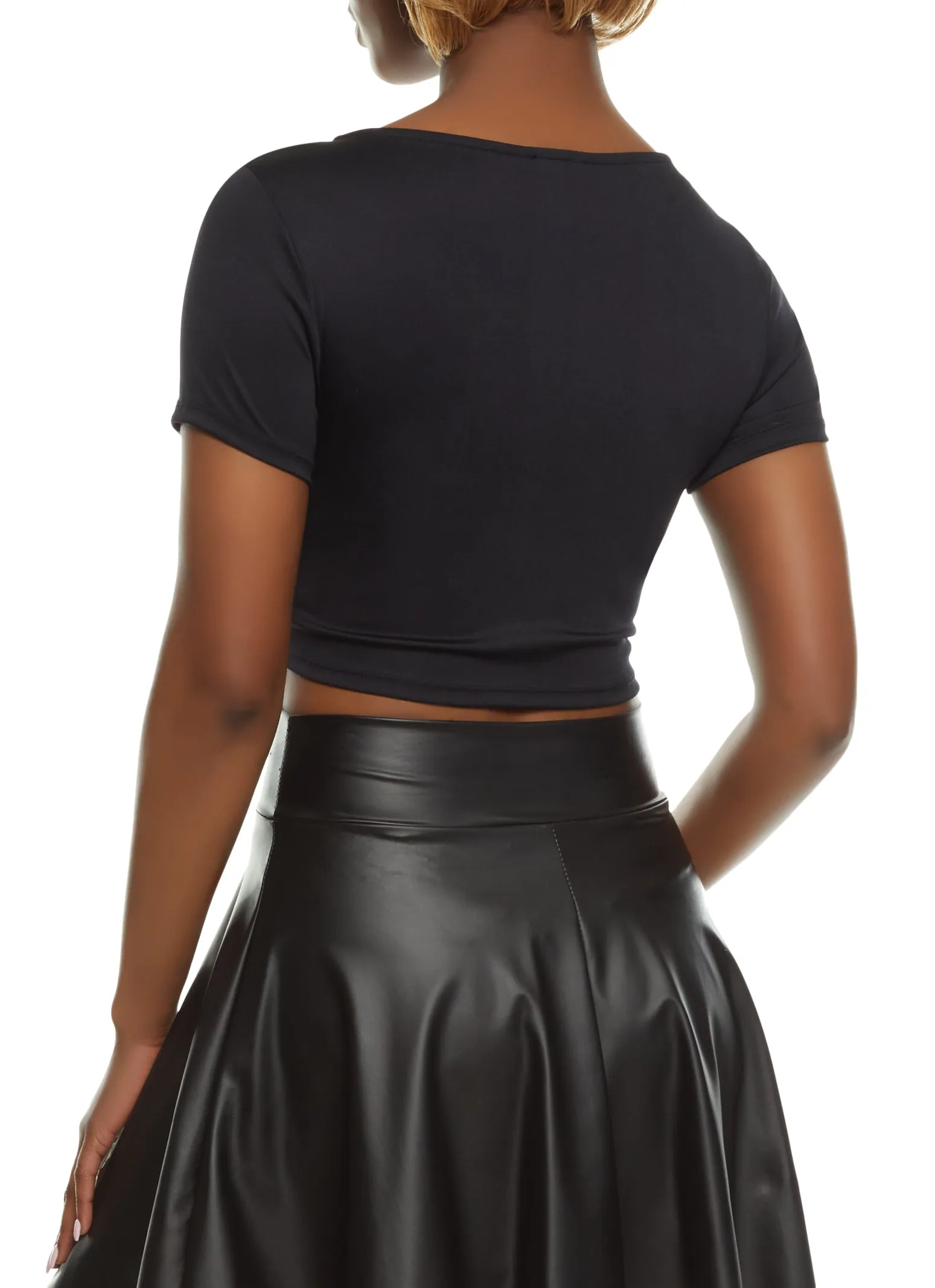 Cut Out Lace Up Front Crop Top sold by Rainbow product image thumbnail 2