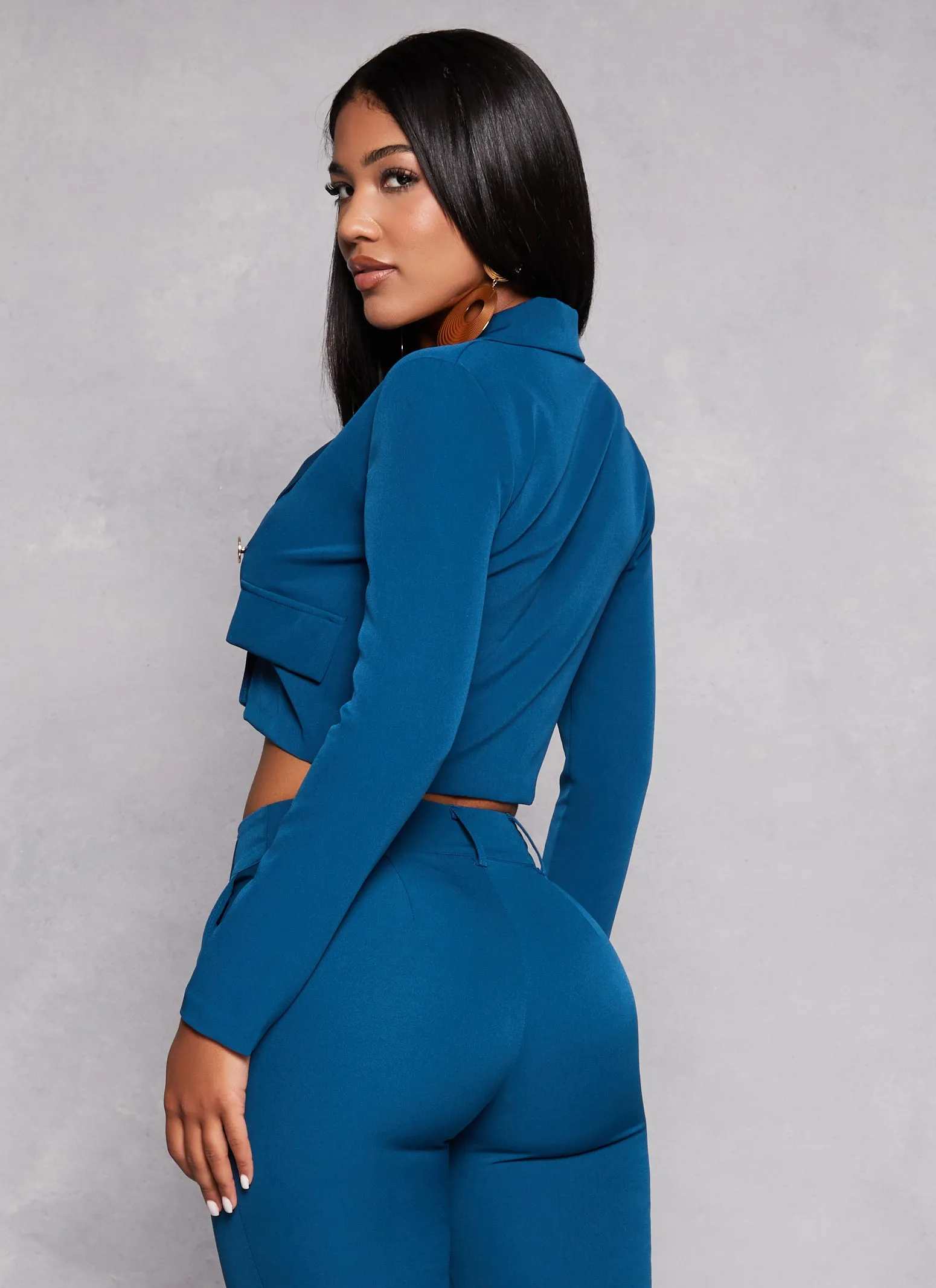 Crepe Knit Double Breasted Cropped Blazer sold by Rainbow product image thumbnail 3