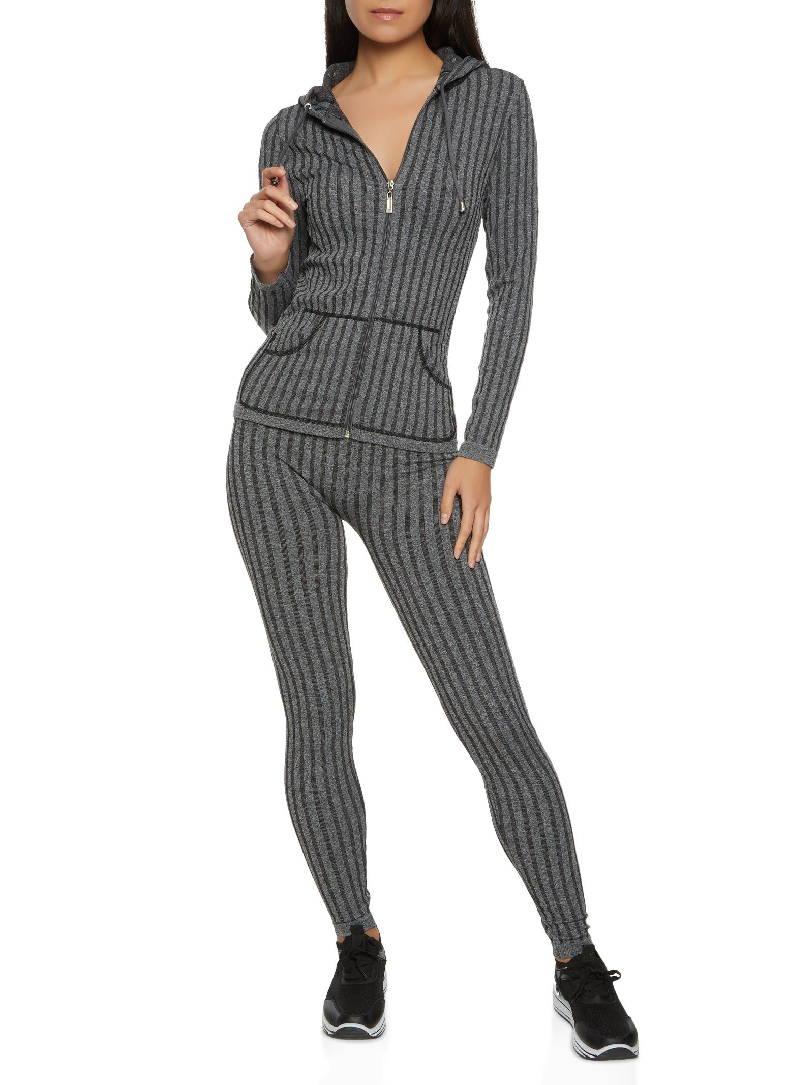 Seamless Ribbed Zip Front Hoodie sold by Rainbow product image thumbnail 2