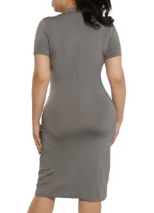 Plus Size Mock Neck Short Sleeve Midi Dress sold by Rainbow