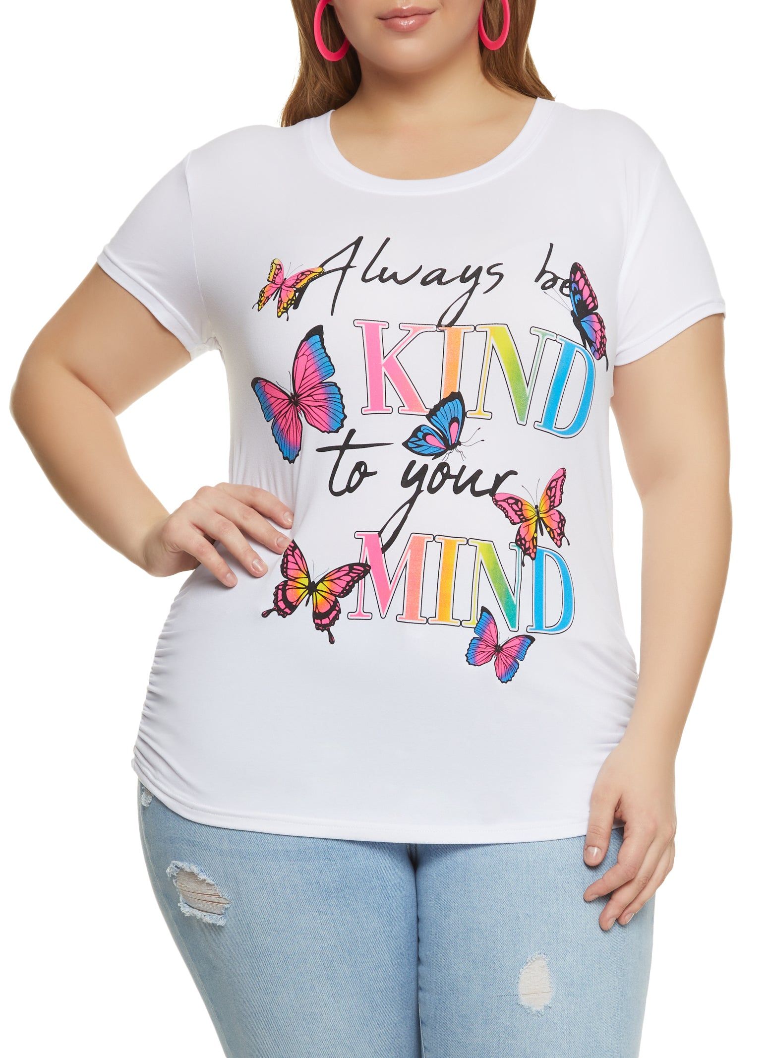 Plus Size Always Be Kind To Your Mind Graphic Tee sold by Rainbow