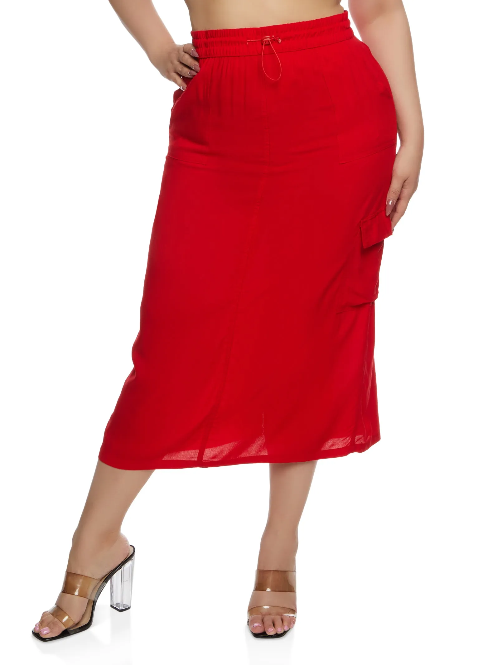 Plus Size Linen Toggle Drawstring Cargo Skirt sold by Rainbow product image thumbnail 2