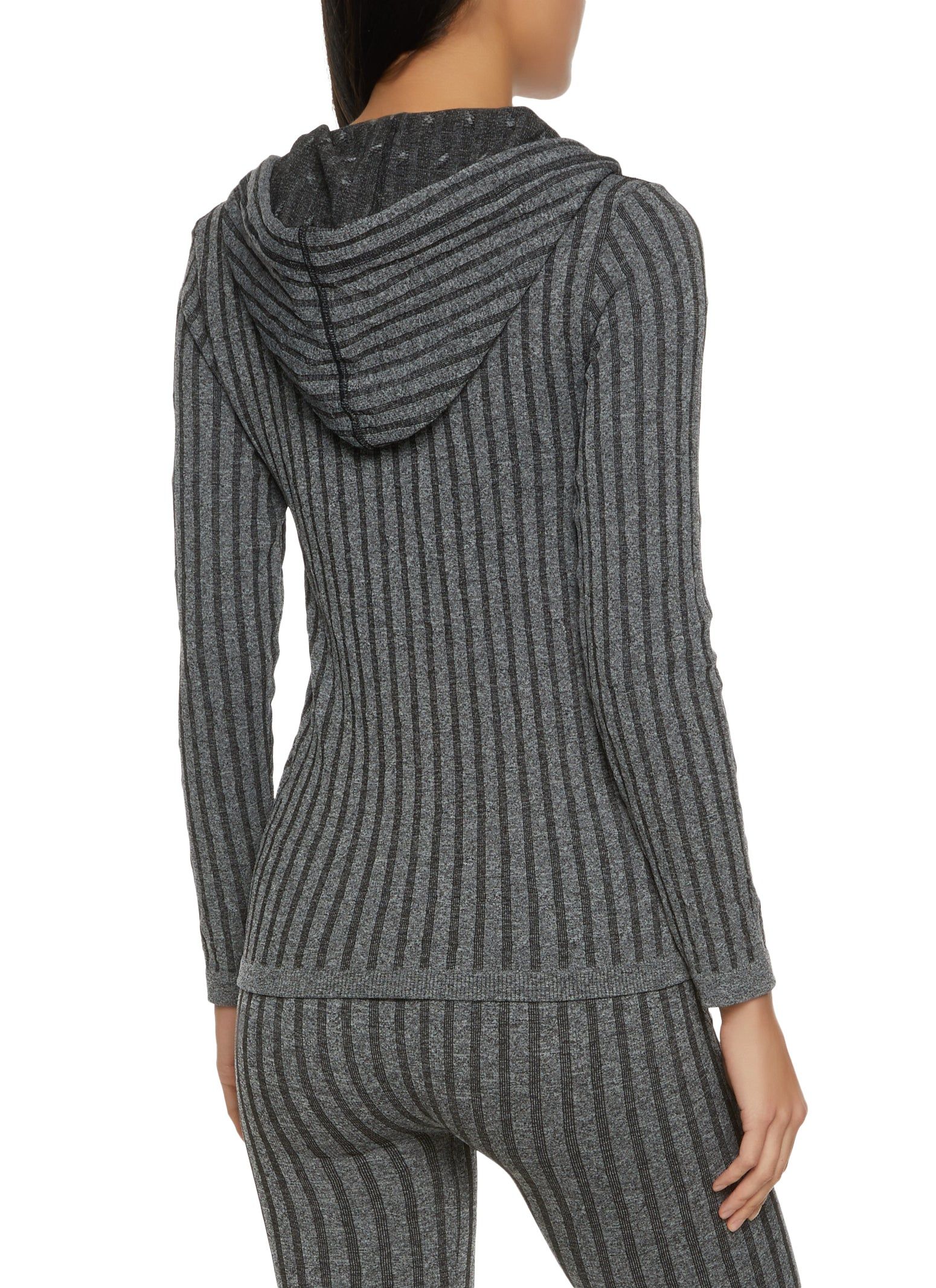 Seamless Ribbed Zip Front Hoodie sold by Rainbow product image thumbnail 3